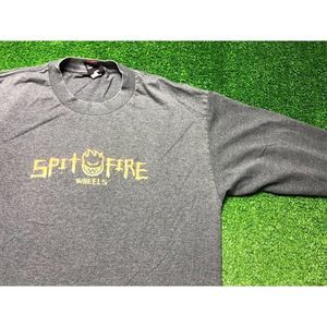 Vintage Spit Fire Wheels Men's Graphic Long Sleeve Tee Size Large Gray